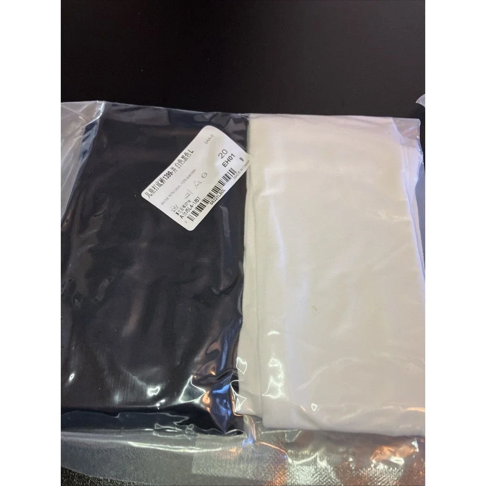 Century Star Ballet Tights Girls L Black White New 2 Pack Dance Footed 6-9 Years